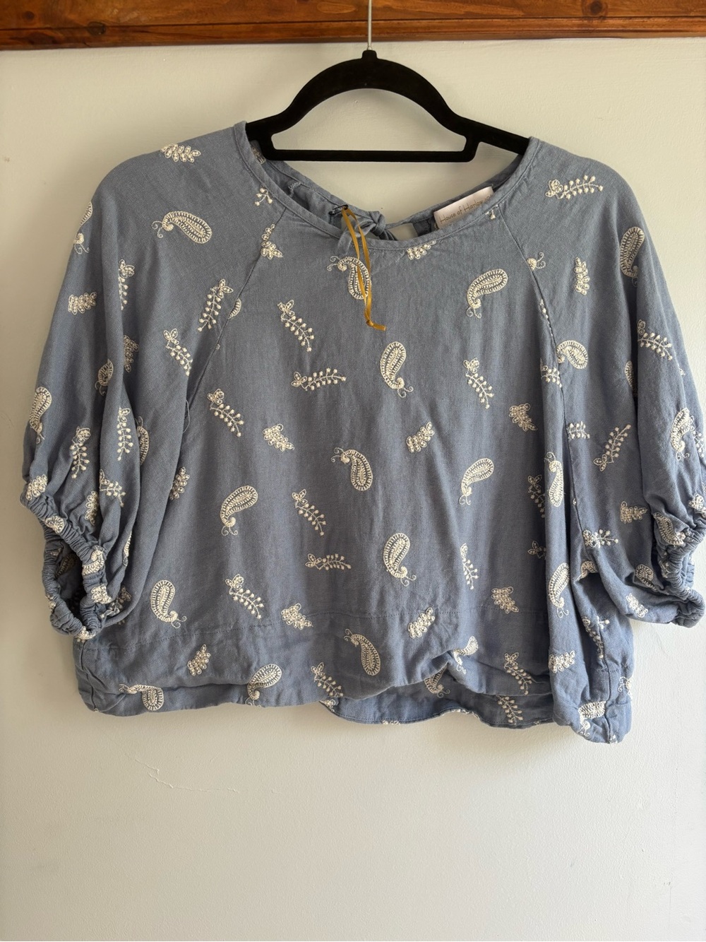 House of Harlow 1960 Light Blue Paisley Embroidered Blouse